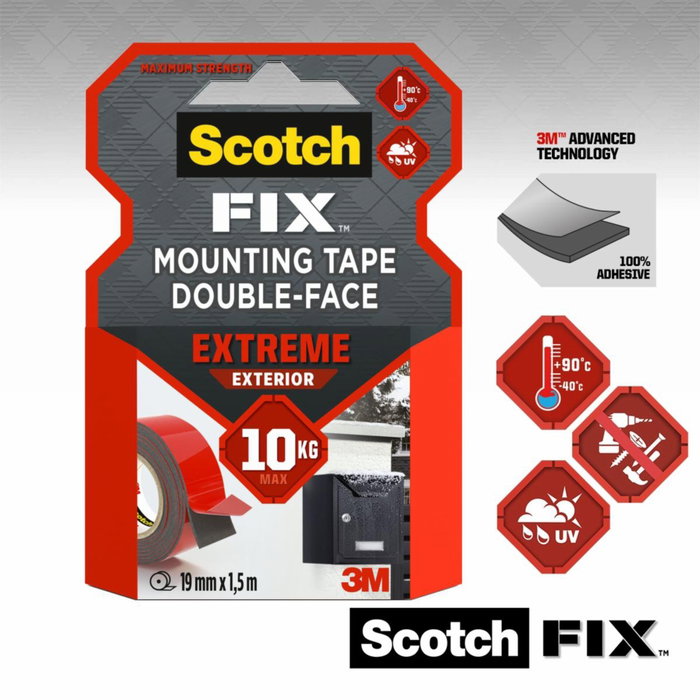 Scotch Cinta de montaje doble cara Extreme 1,5 m x 19 mm