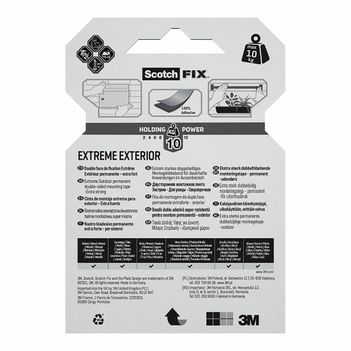Scotch Cinta de montaje doble cara Extreme 1,5 m x 19 mm