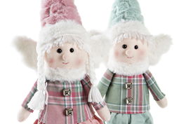 DKD Home Decor Figura Navidad Angel Verde Rosa Blanco Poliester 10 x 53 x 15 cm (2 Unidades)