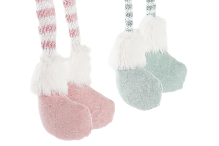 DKD Home Decor Figura Navidad Angel Verde Rosa Blanco Poliester 10 x 53 x 15 cm (2 Unidades)