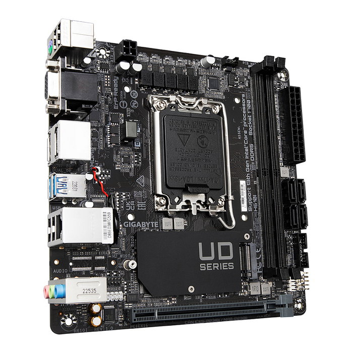 Gigabyte H610I Placa Base Mini-ITX LGA 1700 Intel H610, DDR5 5600MHz, 1x M.2 PCIe 3.0, LAN GbE, USB 3.2 Gen 1, Soporta Intel Core 14ª Generación - 1700