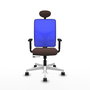 PIQUERAS Y CRESPO Silla de oficina Motilla con mecanismo Sincro/Traslack, Azul y Marrón oscuro