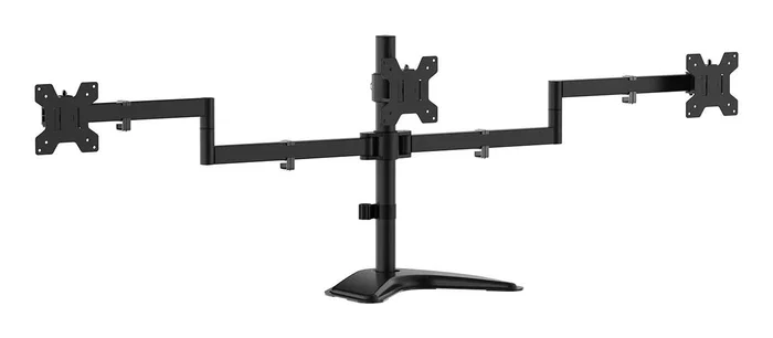 AISENS - SOPORTE DE MESA CON PEANA ECO GIRATORIO E INCLINABLE PARA 3 MONITORES 10KG (3 PIVOTES, 2 BRAZOS) DE 13-27, NEGRO AISENS - SOPORTE DE MESA CON PEANA ECO GIRATORIO E INCLINABLE PARA 3 MONITORES 10KG (3 PIVOTES, 2 BRAZOS) DE 13-27, NEGRO