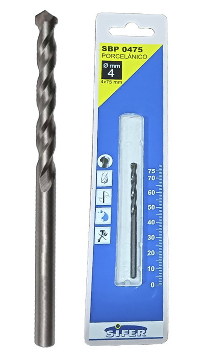 SIFER Broca para Porcelánico 4 x 75 mm SIFER Broca para Porcelánico 4 x 75 mm