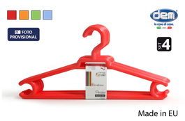 Inde Set 4 Perchas de Plástico 42 cm x 21 cm "Rainbow" (12 Cajas)