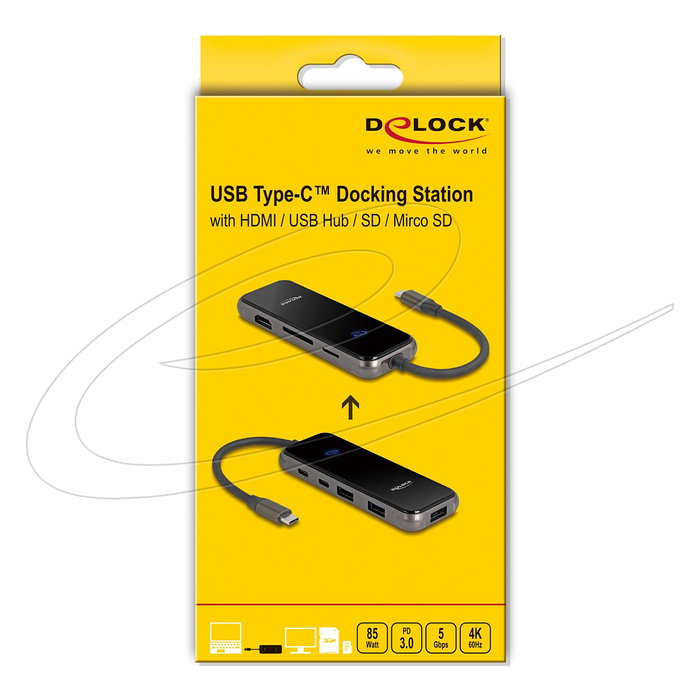DeLOCK 92001 Dockingstation USB Type-C™ 4K HDMI, Hub USB y SD/Micro SD, 85 W PD, Antracita