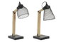 DKD Home Decor Lámpara de sobremesa de metal y pino Negro/Natural