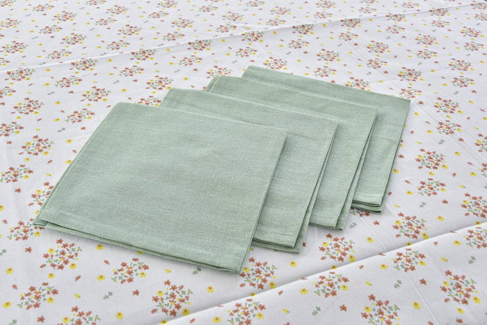 DKD Home Decor Mantel Shabby Vichy sweet Verde 150 x 150 cm Set de 5 Algodon Polyester