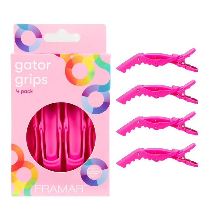 Framar Pinzas de Goma Rosa para Cabello, 4 Unidades Framar Pinzas de Goma Rosa para Cabello, 4 Unidades