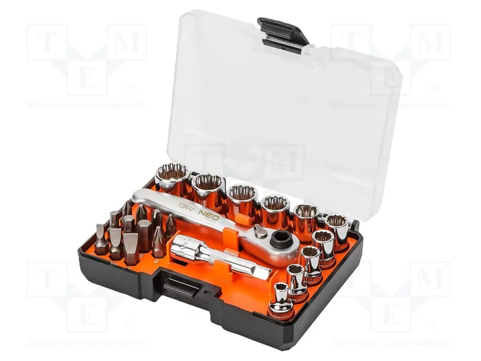 NEO TOOLS Juego de herramientas calendario de Adviento 1/4 pulg. 23 uds.