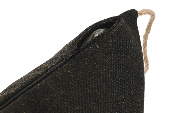 DKD Home Decor Cojín de Yute y Poliéster Negro con Cuerda DKD Home Decor Cojín de Yute y Poliéster Negro con Cuerda