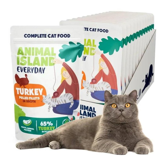 Animal Island Everyday Turkey Fillets in Broth Comida Húmeda para Gatos 12 x 85g Animal Island Everyday Turkey Fillets in Broth Comida Húmeda para Gatos 12 x 85g