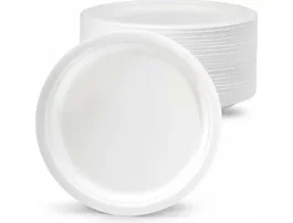 Plato de fibra biodegradable de 26 cm, paquete de 50 unidades