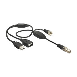DeLOCK 13006 Cable coaxial F hembra a F macho con alimentación de 5 V vía USB, 22 cm