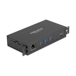 DeLOCK 64336 Hub de Interfaz USB 3.2 Gen 1 con RJ45 Gigabit LAN PoE++ y 3 Puertos USB Type-A