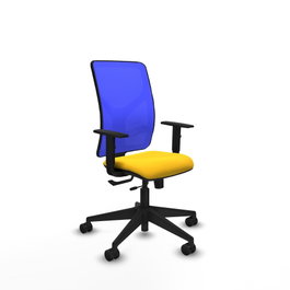 PIQUERAS Y CRESPO Silla de oficina Motilla con mecanismo Sincro/Traslack, Amarillo y Azul