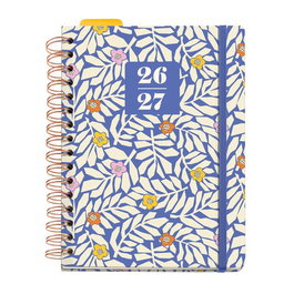 Agenda Escolar (2026-27) Miquelrius Anne Lehman Wire-O Tapa Extra Con Goma Plus 4º 170X218 D/P Blue Garden