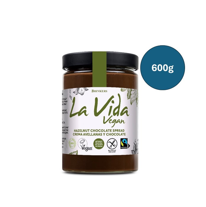 LA VIDA VEGAN Crema de Chocolate y Avellana BIO Vegana 600g