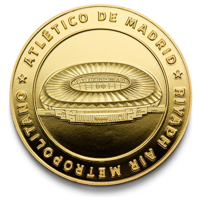 Atletico de Madrid Moneda Estadio Metropolitano Coleccionismo Zinc 4cm Capsula Acrilica Blister Expositivo