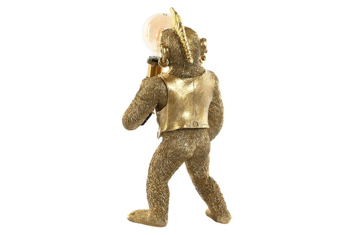 DKD Home Decor Lámpara Sobremesa Moderno Dorado Resina Mono Punk 24 x 48 x 25 cm