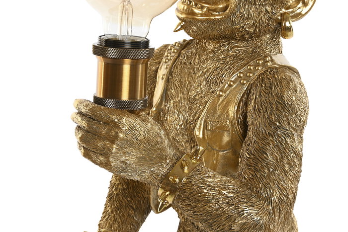 DKD Home Decor Lámpara Sobremesa Moderno Dorado Resina Mono Punk 24 x 48 x 25 cm