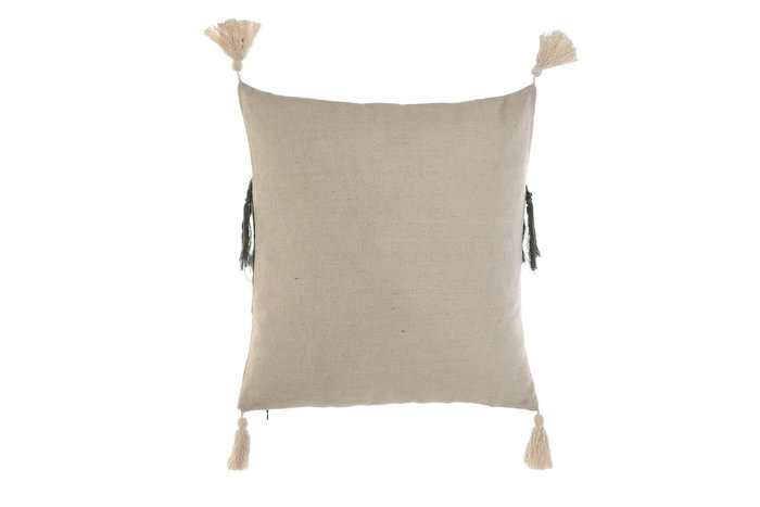 DKD Home Decor Cojín de Algodón Reciclado con Flecos Verde DKD Home Decor Cojín de Algodón Reciclado con Flecos Verde