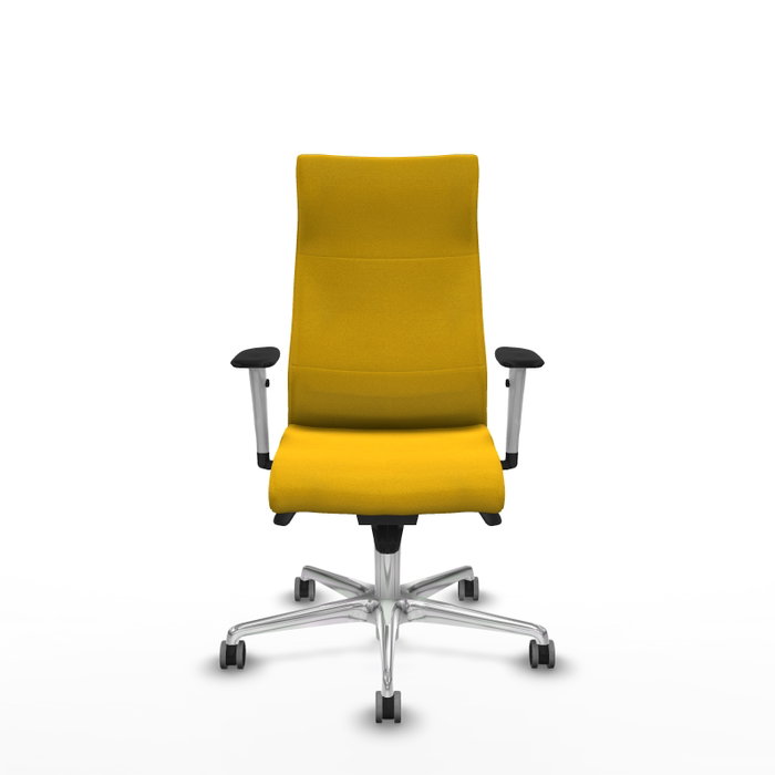 PIQUERAS Y CRESPO Sillón Albacete con Mecanismo Sincro, Tela Amarillo, Base Aluminio