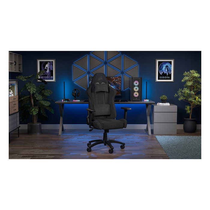 Corsair TC100 RELAXED Silla Gaming, Asiento y Respaldo Acolchados en Tela, Color Negro Corsair TC100 RELAXED Silla Gaming, Asiento y Respaldo Acolchados en Tela, Color Negro