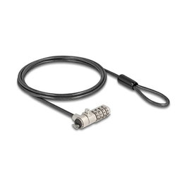 DeLOCK 20967 Candado de Seguridad con Combinación para Portátil HP, Cable Acero al Carbono Negro 1.5 m y Ranura Nano