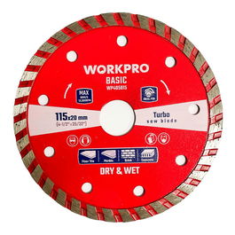 Workpro Disco Diamantado Continuo Turbo Basic Ø115 x 20 mm para Corte de Azulejo Cerámico, Piedra, Hormigón y Ladrillo