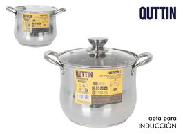 Inde Olla 22 cm (6L) Acero Inoxidable con Tapa New Neron - 21.5 x 16.9 cm (4 Unidades)