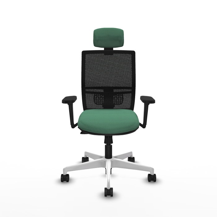 PIQUERAS Y CRESPO Silla de oficina Yunquera con mecanismo Sincro/Traslack, Verde esmeralda y Negro