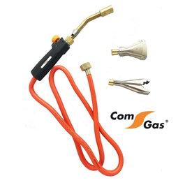 COMGAS Kit Soldador Fontanería Soplete a Manguera 1.5 m + 3 Boquillas