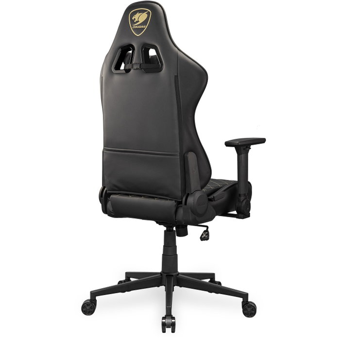 Cougar Armor One V2 Gaming-Stuhl Gold, Silla Gamer con Respaldo Acolchado, Asiento de Cuero/PVC, Negro, Ajuste 4D, 120 kg, CGR-AO2-GLB