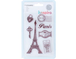 Innspiro Set de sellos acrílicos Recuerdos de París 9,5x14,5cm