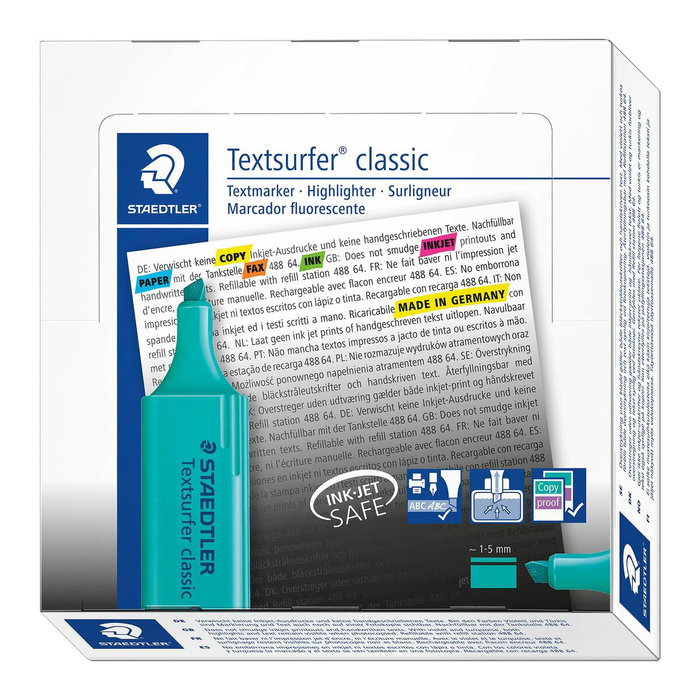 Staedtler Textsurfer Classic Marcador Fluorescente Turquesa (Set de 10) Staedtler Textsurfer Classic Marcador Fluorescente Turquesa (Set de 10)
