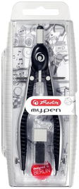 Compas Herlitz My.Pen Con Bigotera Negro/Gris (Set de 4)