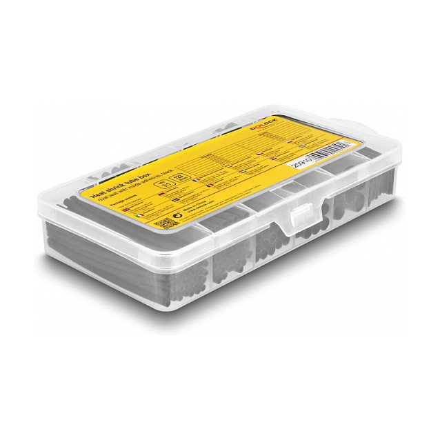 DeLOCK Caja de tubos termorretráctiles de pared doble con adhesivo, 122 piezas, Negro