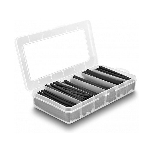 DeLOCK Caja de tubos termorretráctiles de pared doble con adhesivo, 122 piezas, Negro
