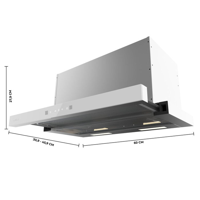 Cecotec Bolero Flux TLT 605501 Campana Extractora Telescópica 60cm Cristal Blanco