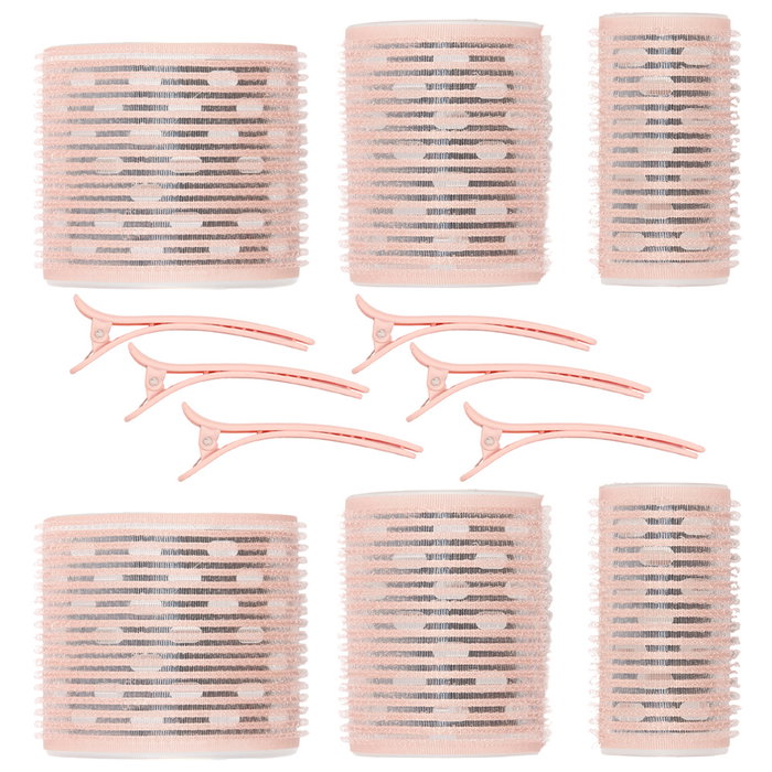 Cosmetic Club Juego De 6 Rulos Y 6 Pinzas Para Crear Volumen Y Ondas Con Rulos De 3, 4.5 Y 6.5 Cm