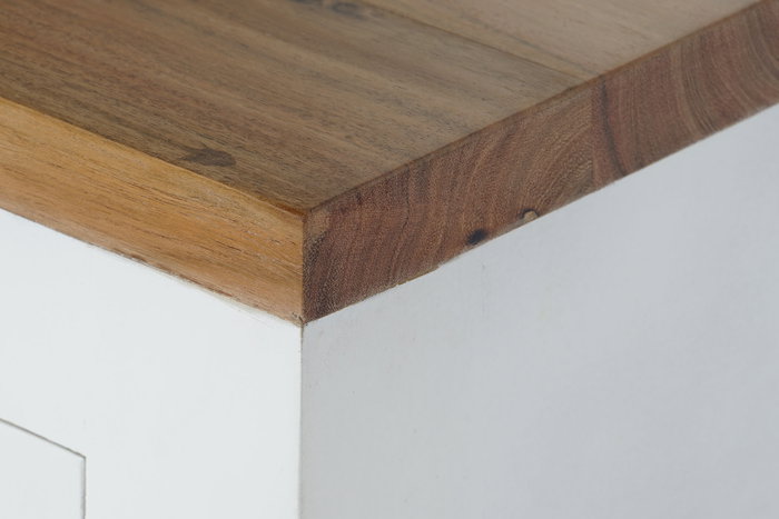 Mesa auxiliar DKD Home Decor Blanco Marrón Acacia Madera de mango 110 x 30 x 80 cm Mesa auxiliar DKD Home Decor Blanco Marrón Acacia Madera de mango 110 x 30 x 80 cm