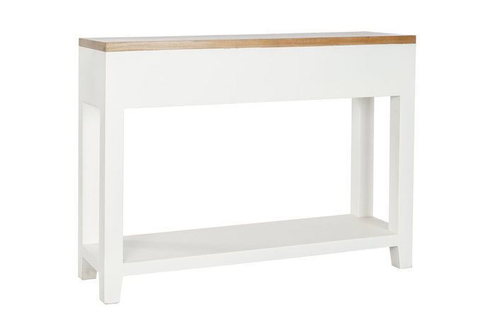 Mesa auxiliar DKD Home Decor Blanco Marrón Acacia Madera de mango 110 x 30 x 80 cm Mesa auxiliar DKD Home Decor Blanco Marrón Acacia Madera de mango 110 x 30 x 80 cm