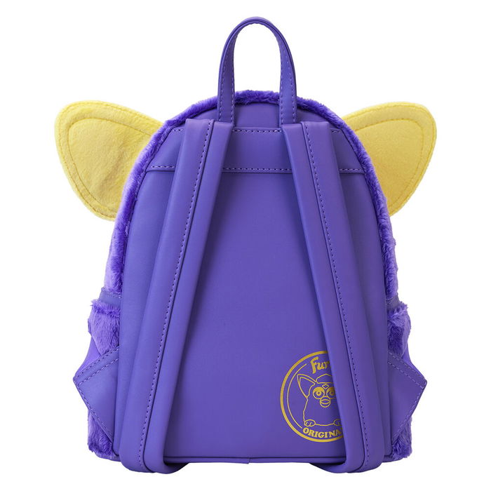 LOUNGEFLY Mochila Furby 26cm Piel Sintética con Ribete de Cuero Vegano Tirantes Ajustables Bolsillo Frontal y Laterales