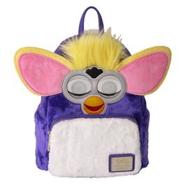 LOUNGEFLY Mochila Furby 26cm Piel Sintética con Ribete de Cuero Vegano Tirantes Ajustables Bolsillo Frontal y Laterales