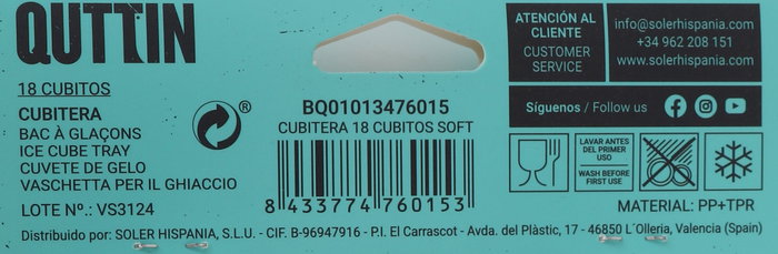 Quttin Cubitera Soft 18 Cubitos, Pack de 36 Unidades