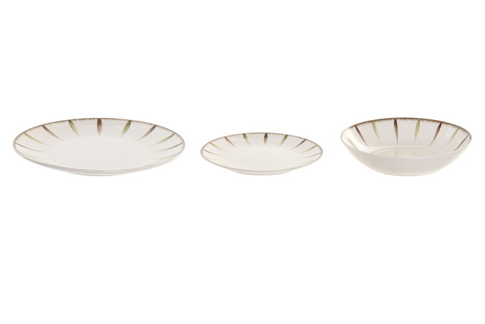 DKD Home Decor Set de Vajilla de 18 Piezas de Porcelana Verde y Blanco