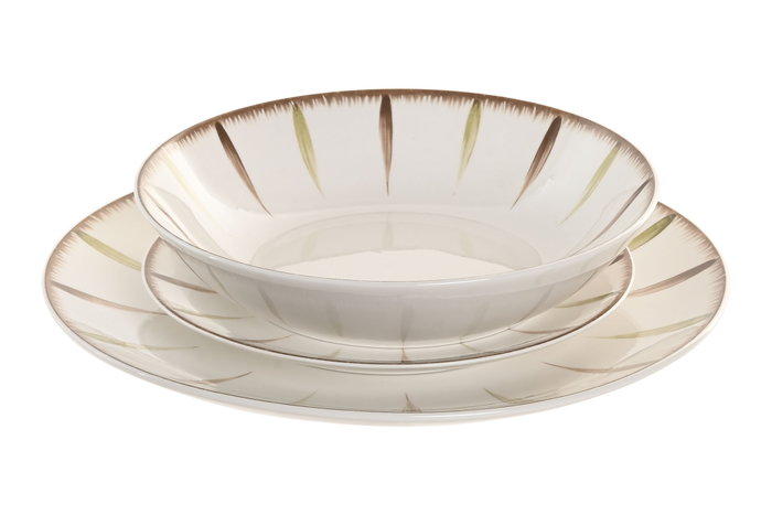 DKD Home Decor Set de Vajilla de 18 Piezas de Porcelana Verde y Blanco