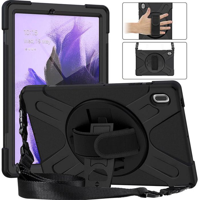 eSTUFF Funda AUSTIN Defender para Galaxy Tab S10+, S9 FE+, S9+, S8+, S7 FE, S7+ - Funda triple capa sin protector de pantalla, Negro