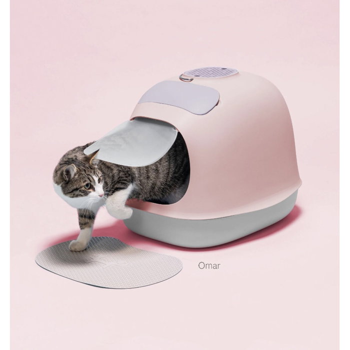 United Pets Arenero para Gatos Cubierto Minú Gris/Rosa 40x50 cm